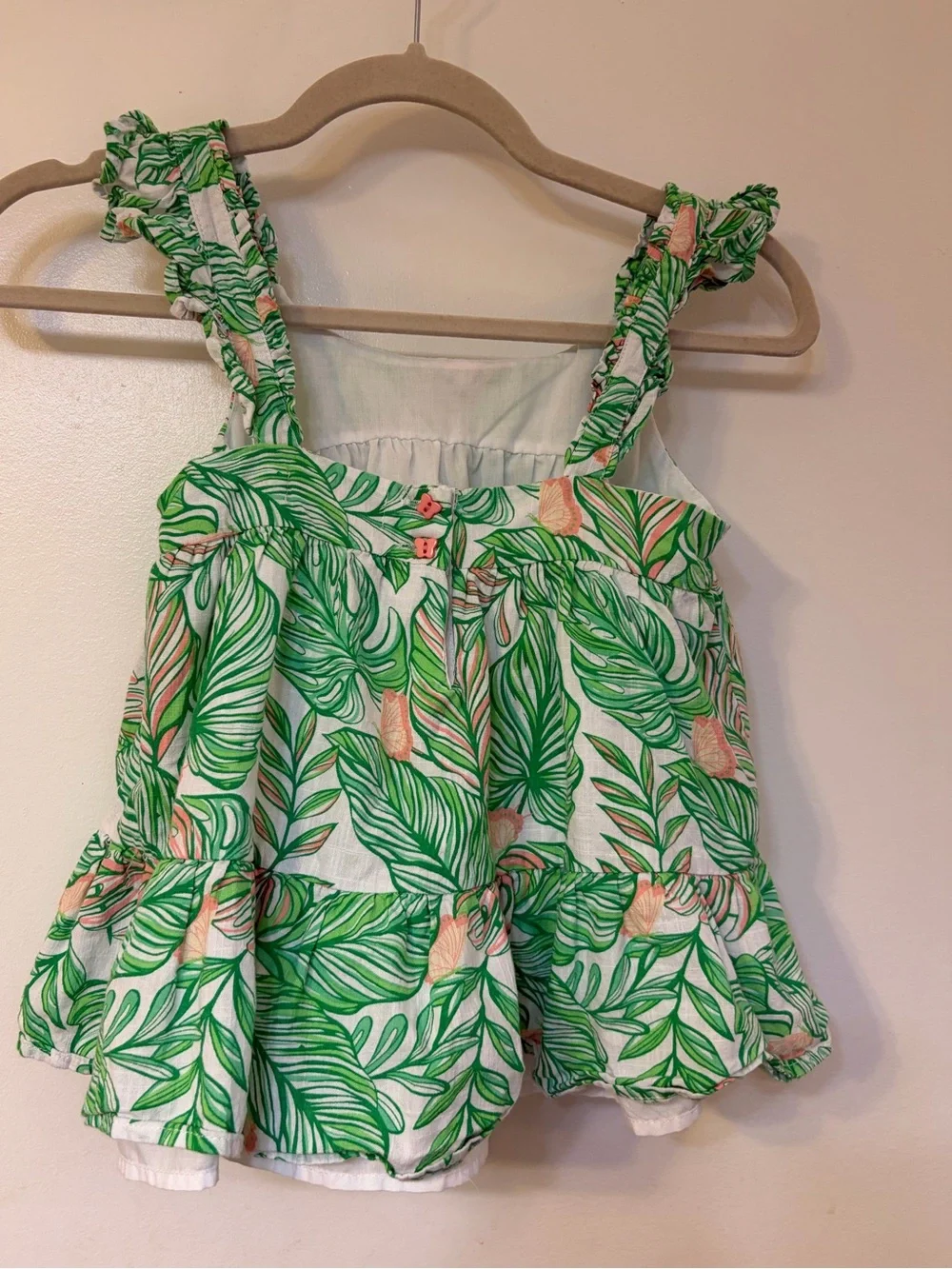 Tommy Bahama Girls' Green & Peach Leaf Ruffle Tank